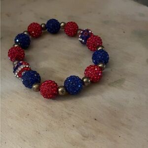 Sparkling Red and Blue Beaded Bracelet